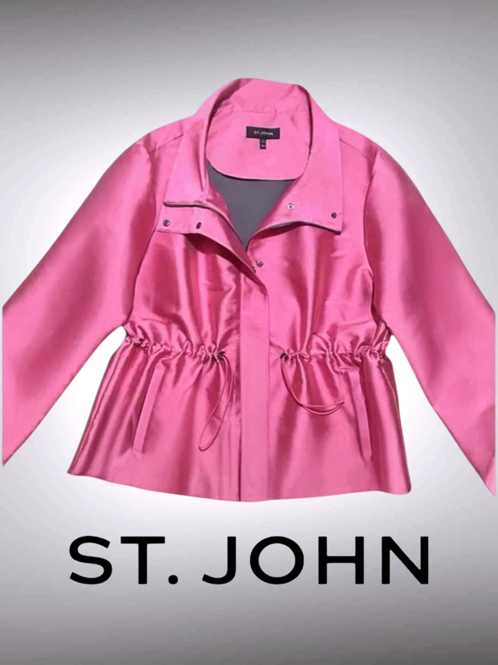 ST. JOHN • Shimmery Hot Pink Windbreaker Utility Jacket || XL